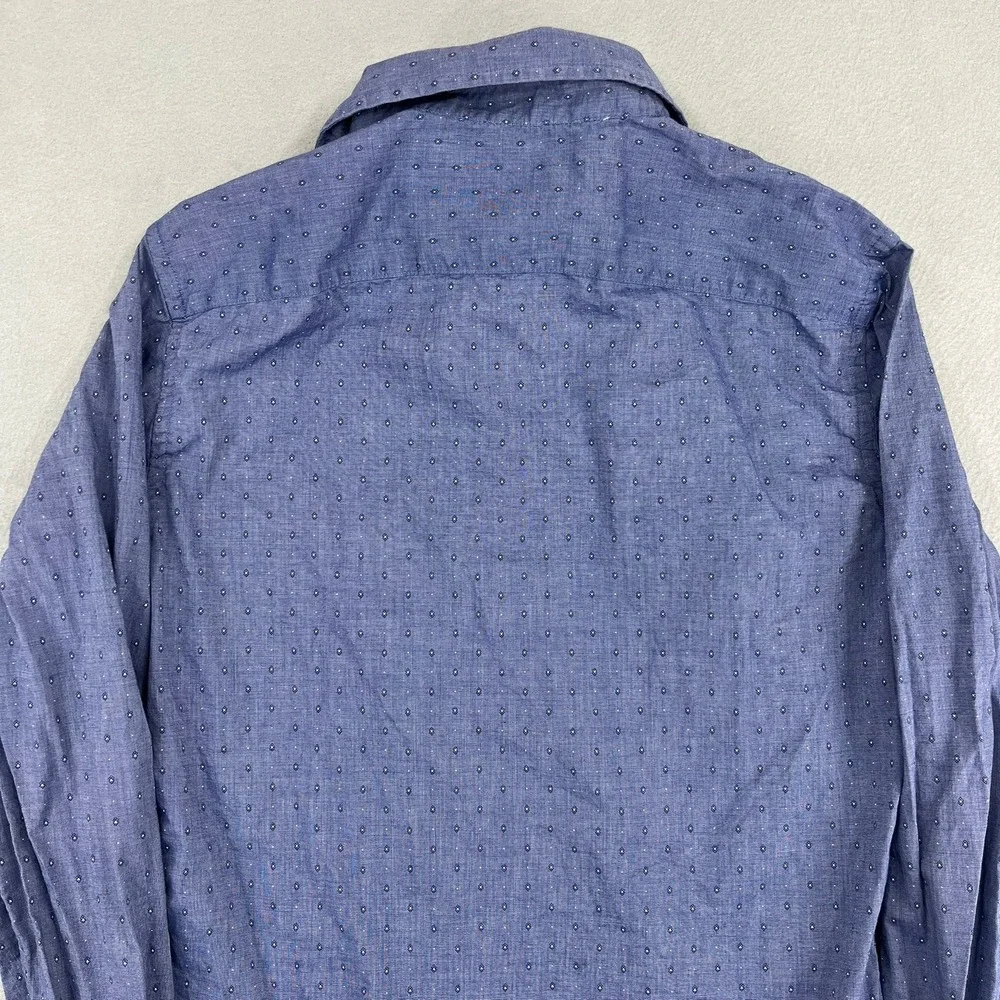 Banana Republic Mens Small Blue‎ Micro Diamond Stretch Soft Wash Slim Fit Shirt